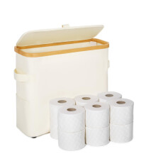 Large Toilet Paper Storage Basket with Lid, Extra Capacity Bathroom Organizer with Handle and Wheels