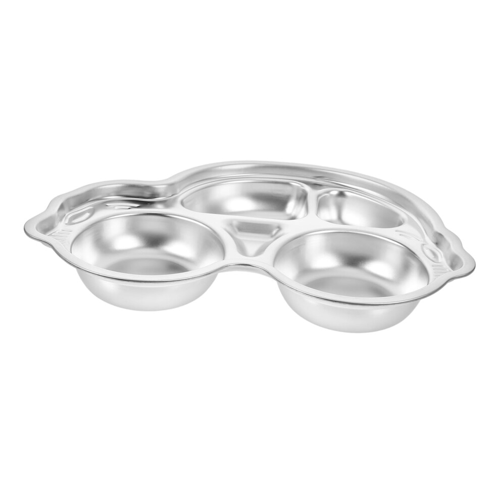 Stainless Steel Divided Kids Plate with 4 Compartments for Toddler Meals and Baby Led Weaning