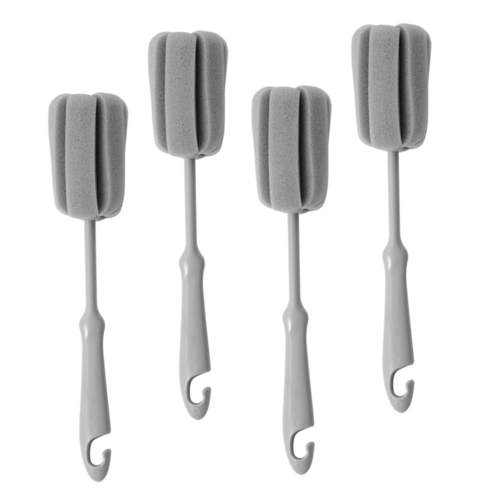 Bottle Brush Set with Long Handle Sponge Cleaner for Feeding Bottles and Glassware, 4pcs