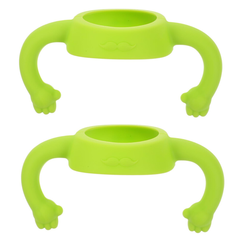 2pcs Silicone Baby Bottle Handles with Ergonomic AntiSlip Grip, Universal Fit, Easy to Clean, Green