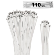 110PCS Stainless Steel Zip Ties Mixed Sizes Heavy Duty Rust Resistant SelfLocking for Outdoor