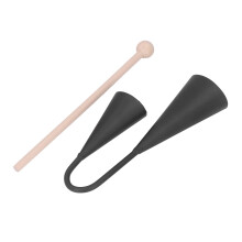 Agogo Bell Black Metal Dual Tone Latin Percussion with Wooden Bells for Bands and Schools