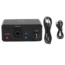 Microphone Preamp Mic Gain Booster with Gain 48V Phantom Power XLR Output, Mic Preamplifier for Dynamic and Condenser Mic