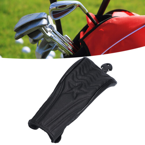 No. 3 Copri-testa da golf in pelle PU nera impermeabile