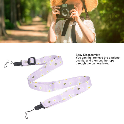 Camera Strap Belt 1.2m Purple Daisy Printed Pattern for Polaroid Mini 12 11 8 9 2