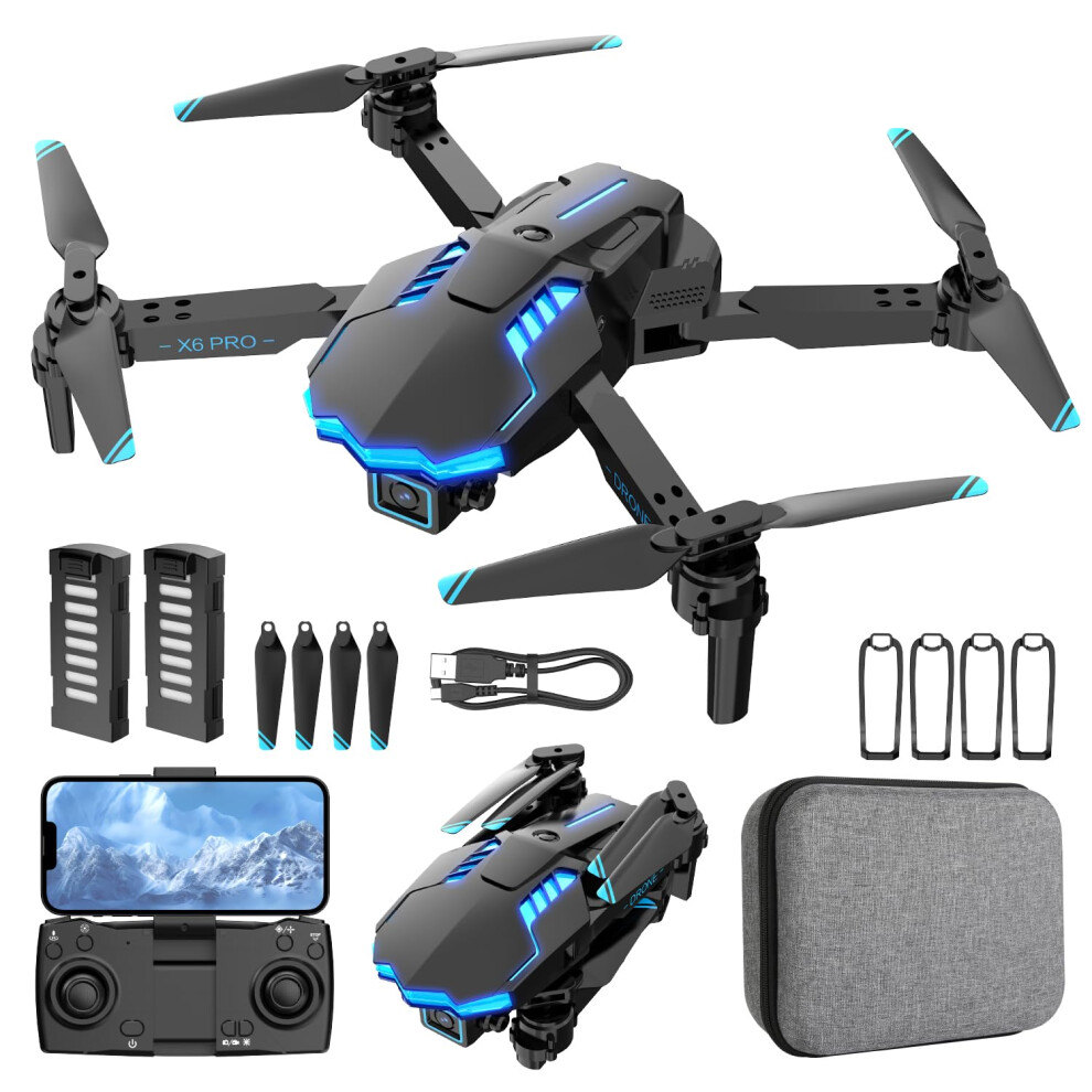 Drone With Camera 1080P Wideangle, Foldable Brushless Motor Rc Quadcopter For Beginners With Dual Batteries, Orange 9113335879553