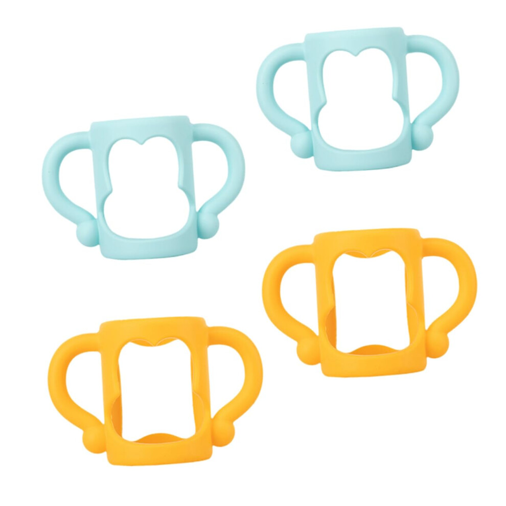 Baby Bottle Handle 4pcs Non‑Slip Silicone Grip Ergonomic Universal Holder for Wide Mouth Bottles
