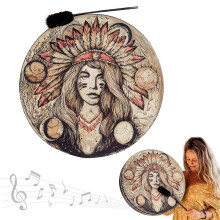Handmade Shamanic Drum with Drumstick, Frame Drum for Meditation, Yoga and Sound Healing