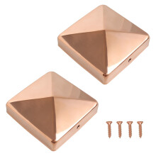 2 Pcs Copper Fence Post Caps 4x4 Weatherproof Pure Copper Pyramid Covers with Screws