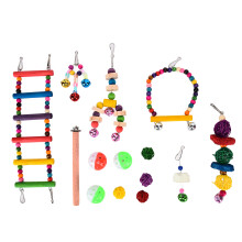 Bird Swing And Climb Toy Set Featuring Natural Wood Bright Color Bells Chewing Toys Climbing Ladders And Physical Workout Opportunities For Avian