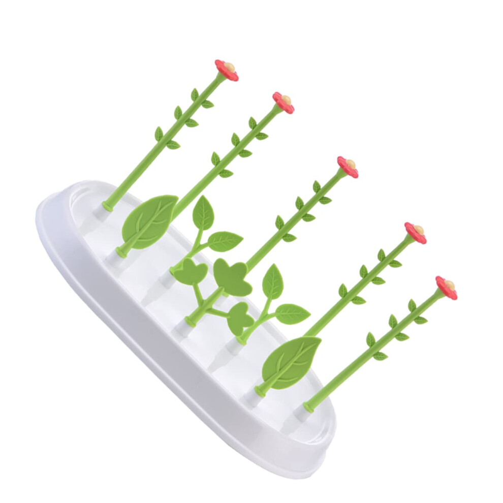Flower Shape Baby Bottle Drying Rack With Antislip Base And Removable Drain Tray, Green