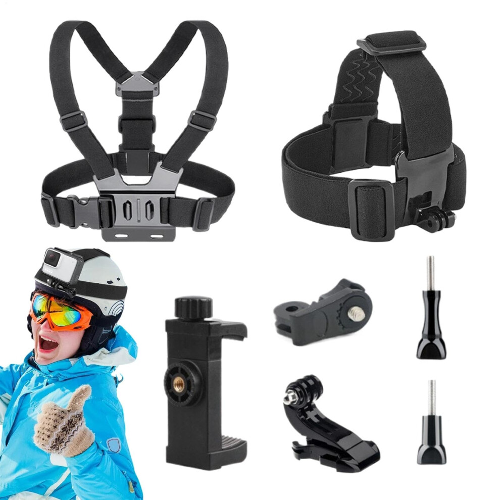Adjustable Action Camera Chest Strap Harness With Head Strap And Suction Cup Mount For Gopro 9455672143028