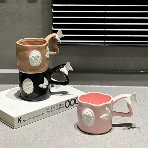 Ceramic Coffee Mug with C Handle, Microwave and Dishwasher Safe, Moderate Capacity Tea Cup 2