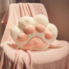 Cat Paw Pillow and Blanket Set 3 in 1 Soft Plush Hand Warmer for Travel Home Office White
