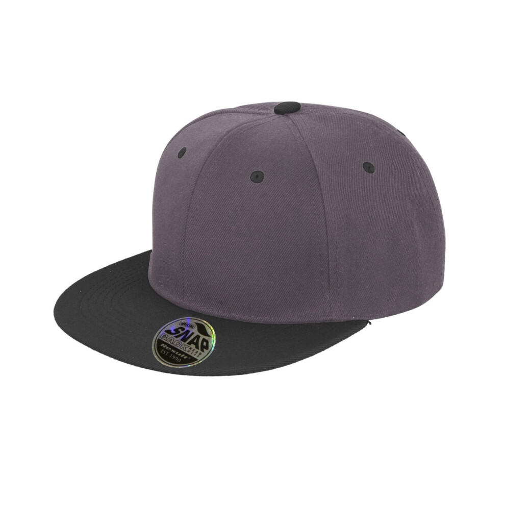 Result (One Size, Heather Grey/Black) Unisex Core Bronx Original Flat Peak Snapback Dual Colour Cap (Pack Of 2) Black