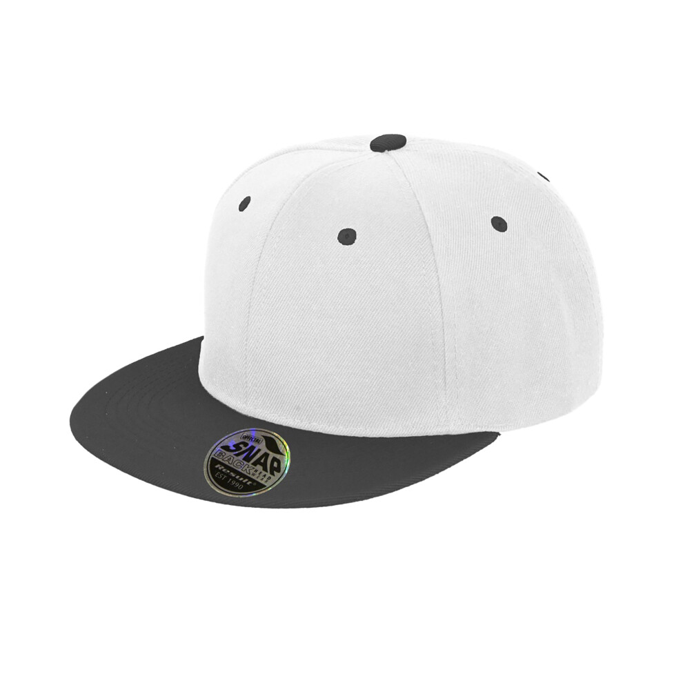 Result (One Size, White/Black) Unisex Core Bronx Original Flat Peak Snapback Dual Colour Cap (Pack Of 2) Black