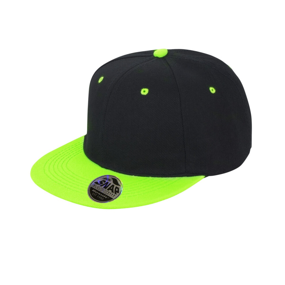 Result (One Size, Black/Lime Green) Unisex Core Bronx Original Flat Peak Snapback Dual Colour Cap