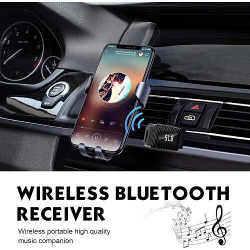 Bluetooth FM Transmitter for Car with HD LED Display, Dual Mode, Hands Calls, Adjustable Frequency, Black 1