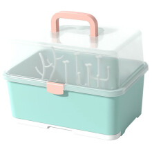Baby Bottle Drying Rack with Lid and Protective Dust Cover, Detachable Drip Tray, SpaceSaving
