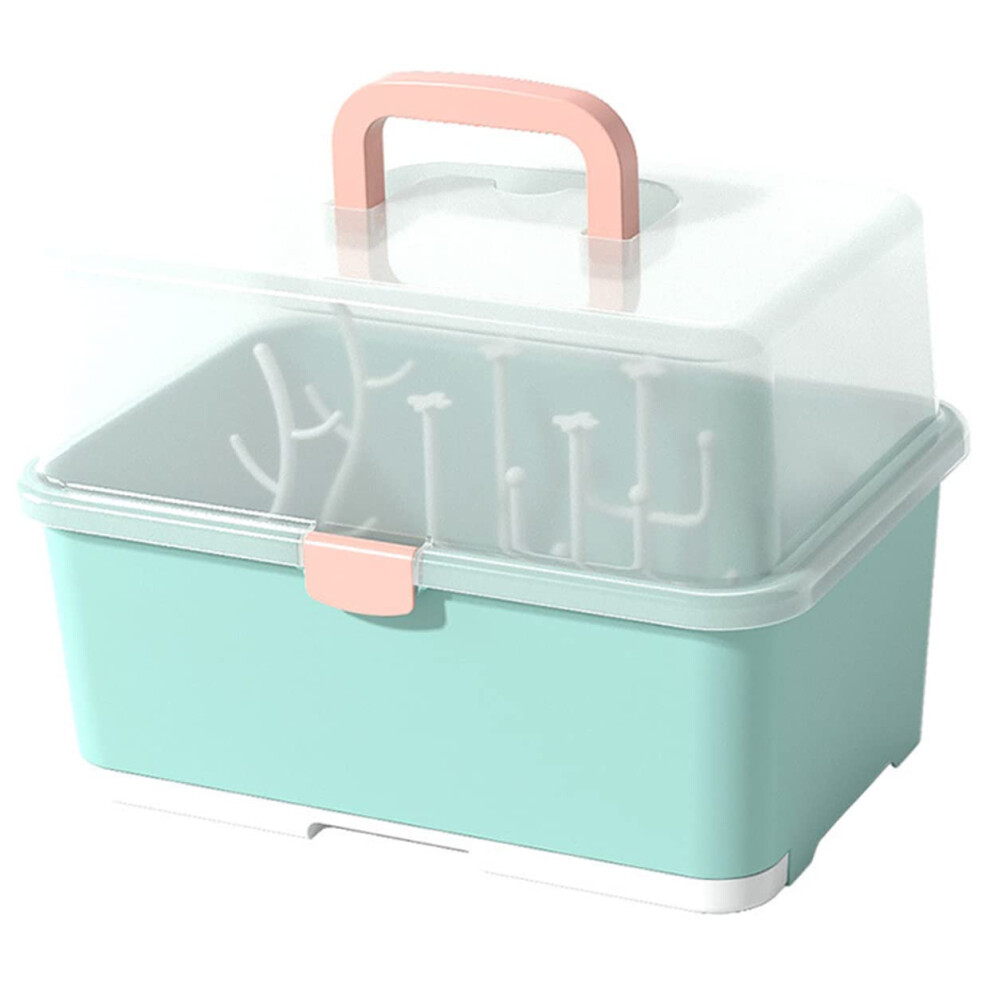 Baby Bottle Drying Rack with Lid and Protective Dust Cover, Detachable Drip Tray, SpaceSaving