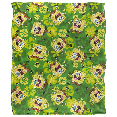 SpongeBob SquarePants SpongeBob SquarePants Silky Patterned St Patricks Day Supersoft Blanket