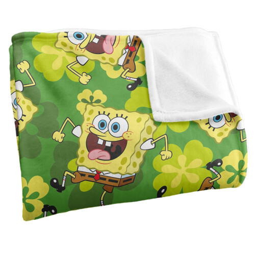 SpongeBob SquarePants SpongeBob SquarePants Silky Patterned St Patricks Day Supersoft Blanket 1