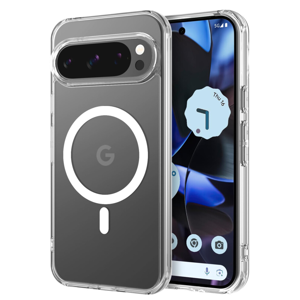 Case For Google Pixel 9 Pro Clear Magnetic Magsafe Compatible Shockproof Acrylic Antiyellow Cover 9174973736578