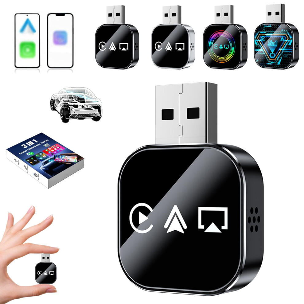 3 In 1 Wireless Adapter Compatible With Carplay And Android Auto With Screen Mirroring, Bluetooth 5.0, Dualband Wifi 9092120623482