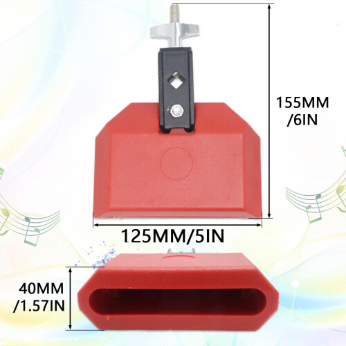 5 Inch Red Jam Block Percussion Instrument with Adjustable Mounting Bracket for Drum Set 2