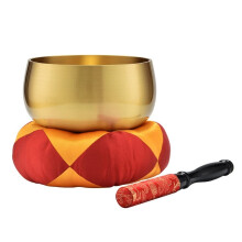 6 Inch Tibetan Singing Bowl Set Clear Resonant Sound Pure Copper with Wooden Striker Buddha Tool