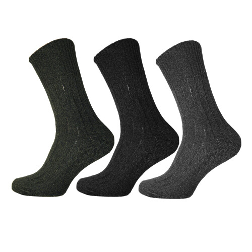 Mens Wool Blend Non Elastic Top Light Hold Socks (Pack Of 3)