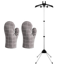 Garment Steamer Rack with Ironing Gloves, Adjustable Clothes Steamer Stand with 360 Rotating Head