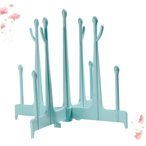 Baby Bottle Drying Rack with Detachable Foldable Stand for Sippy Cups, Compact Sky Blue Design
