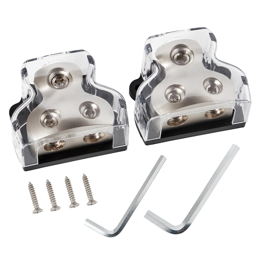Car Audio Distribution Block 2Pcs 2Way 0/2/4 Gauge In To 4/8 Gauge Out Amplifier Power Splitter 9113335881341
