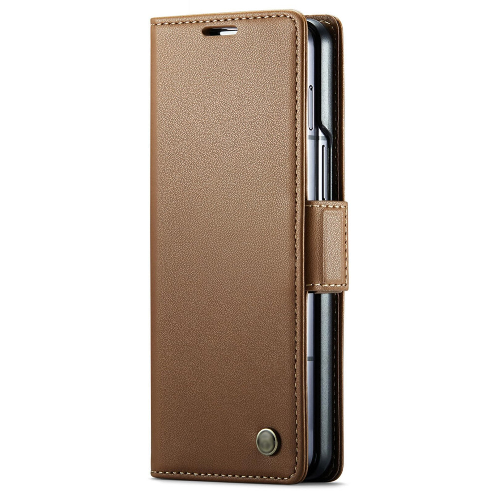 Pu Leather Wallet Case With Rfid Blocking, Magnetic Closure And Stand For Samsung Galaxy S23 Ultra Brown 9174973737018