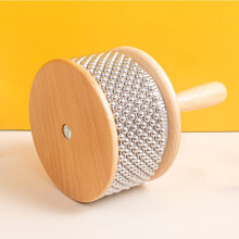 Large Wooden Cabasa Percussion Instrument with Metal Beaded Chain and Ergonomic Grip for Latin Music