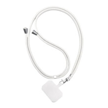 Universal Adjustable Phone Lanyard with Patch Clip, White Crossbody Neck Wrist Strap for Drop Prevention