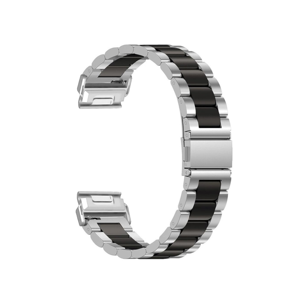 22Mm Metal Watch Band Silver Black, Quick Fit Strap For Garmin Fenix 7X Pro 965 955 Epix Pro Black,Silver 9174973737087