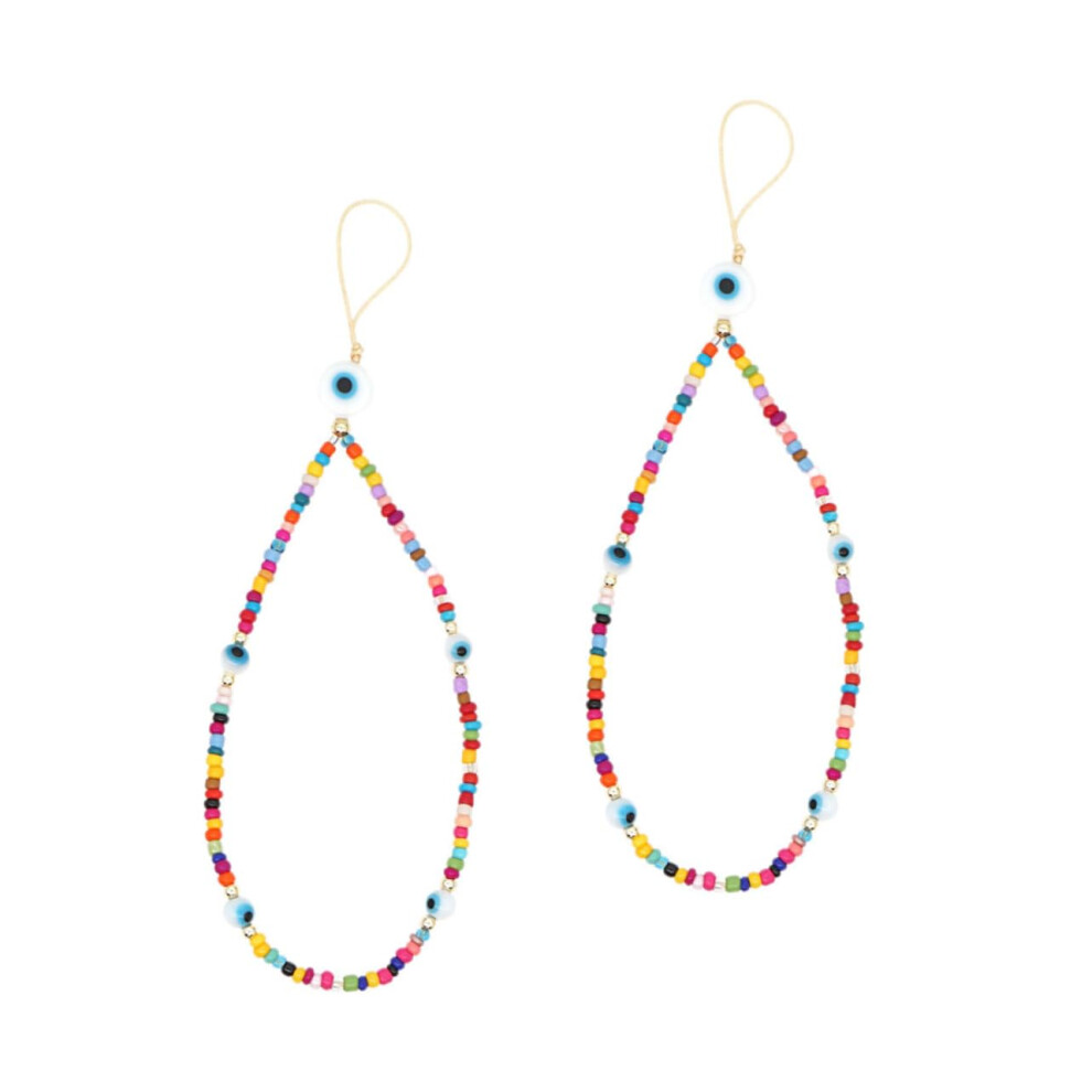 2Pcs Beaded Phone Lanyard Wrist Strap Set For Smartphones And Cameras, Drop Prevention Stylish Glass Chain 9174973737155