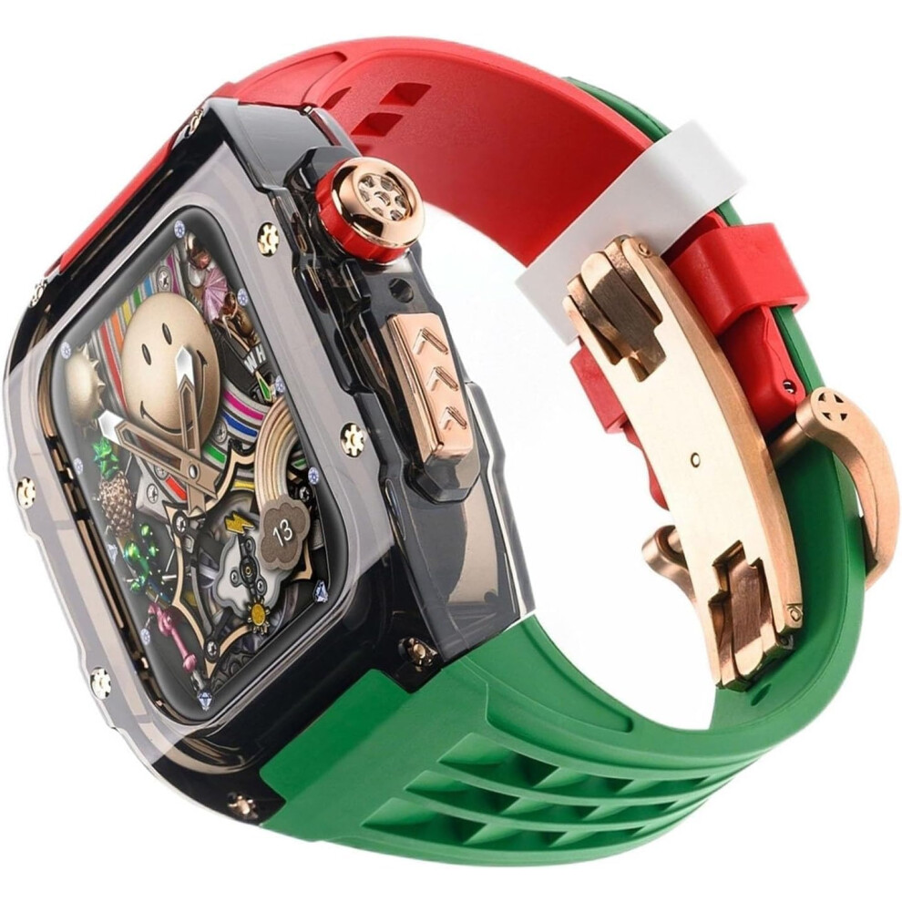 Clear Case For Apple Watch 44Mm With Breathable Silicone Band And Secure Butterfly Clasp 9174973737193