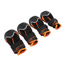 4 Stück Hundeschuhe Größe 6 Schwarz/Orange Winter-Samt