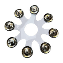 Drum Tambourine Hi Hat Cymbal Accessory with Metal Bell, White Finish for Crashes and Rides