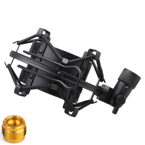 Universal Microphone Shock Mount for 4248mm Condenser Mics, Spider Web Suspension with 5/8 Adapter