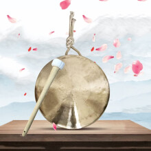 Chinese Brass Gong 30cm with Mallet, Traditional Decorative Percussion Instrument for Meditation