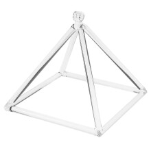 6 Inch Quartz Crystal Singing Pyramid for Sound Healing Meditation Instrument with Suede Stick