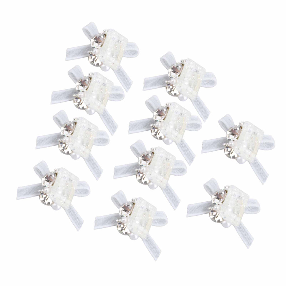 10pcs Nail Art Rhinestone Bow Charms for Home & Salon Decoration