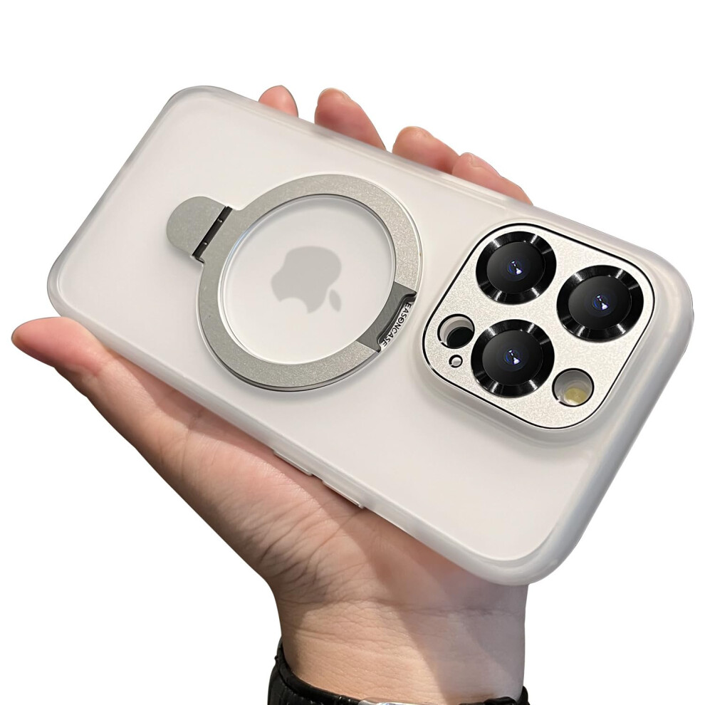Magsafe Case For Iphone 15 Pro With Magnetic Invisible Stand And Sliding Lens Protector, 6.1 Inch, White 9174973738022