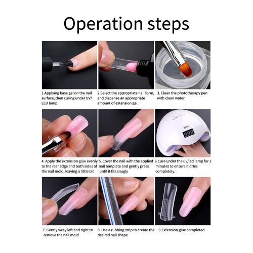 Poly Nail Gel Forms 100pcs Clear Reusable 10 Sizes Nail Extension Forms for Salon and Home Use 2