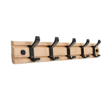 Wall Mounted Coat Rack with Adjustable Hooks Wooden Entryway Organizer for Home and Office