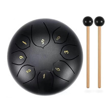 6 Inch 8 Note Steel Tongue Drum Matte Black Handpan with Mallets and Bag for Yoga Meditation